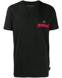 schwarzes T-Shirt mit einem Rundhalsausschnitt von Philipp Plein