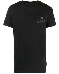 schwarzes T-Shirt mit einem Rundhalsausschnitt von Philipp Plein