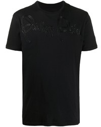 schwarzes T-Shirt mit einem Rundhalsausschnitt von Philipp Plein