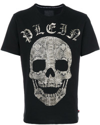 schwarzes T-Shirt mit einem Rundhalsausschnitt von Philipp Plein