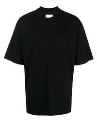 schwarzes T-Shirt mit einem Rundhalsausschnitt von Philippe Model Paris