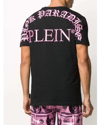 schwarzes T-Shirt mit einem Rundhalsausschnitt von Philipp Plein