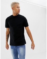 schwarzes T-Shirt mit einem Rundhalsausschnitt von Pull&Bear