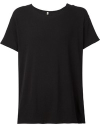schwarzes T-Shirt mit einem Rundhalsausschnitt von R 13