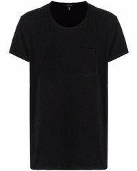 schwarzes T-Shirt mit einem Rundhalsausschnitt von R13