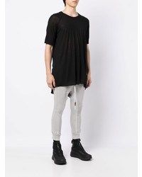 schwarzes T-Shirt mit einem Rundhalsausschnitt von Boris Bidjan Saberi