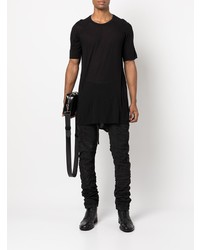 schwarzes T-Shirt mit einem Rundhalsausschnitt von Boris Bidjan Saberi