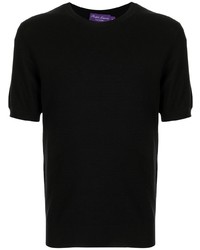 schwarzes T-Shirt mit einem Rundhalsausschnitt von Ralph Lauren Purple Label