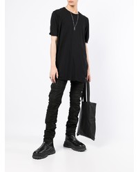 schwarzes T-Shirt mit einem Rundhalsausschnitt von Boris Bidjan Saberi