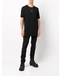 schwarzes T-Shirt mit einem Rundhalsausschnitt von Boris Bidjan Saberi