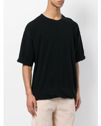 schwarzes T-Shirt mit einem Rundhalsausschnitt von Laneus
