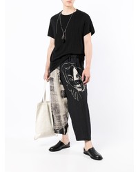 schwarzes T-Shirt mit einem Rundhalsausschnitt von Yohji Yamamoto