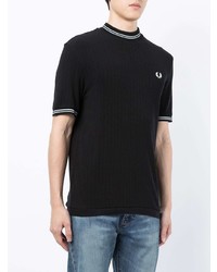 schwarzes T-Shirt mit einem Rundhalsausschnitt von Fred Perry