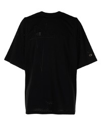 schwarzes T-Shirt mit einem Rundhalsausschnitt von Rick Owens X Champion