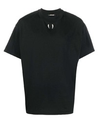 schwarzes T-Shirt mit einem Rundhalsausschnitt von Roberto Cavalli