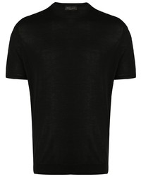 schwarzes T-Shirt mit einem Rundhalsausschnitt von Roberto Collina