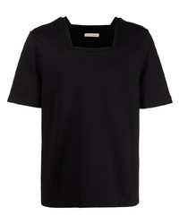 schwarzes T-Shirt mit einem Rundhalsausschnitt von ROMEO HUNTE