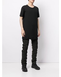 schwarzes T-Shirt mit einem Rundhalsausschnitt von Boris Bidjan Saberi