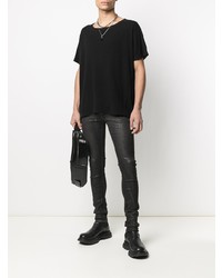 schwarzes T-Shirt mit einem Rundhalsausschnitt von Greg Lauren