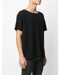 schwarzes T-Shirt mit einem Rundhalsausschnitt von Greg Lauren