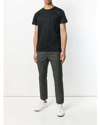 schwarzes T-Shirt mit einem Rundhalsausschnitt von Jil Sander