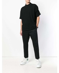 schwarzes T-Shirt mit einem Rundhalsausschnitt von Jil Sander