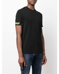 schwarzes T-Shirt mit einem Rundhalsausschnitt von DSQUARED2