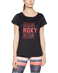 schwarzes T-Shirt mit einem Rundhalsausschnitt von Roxy