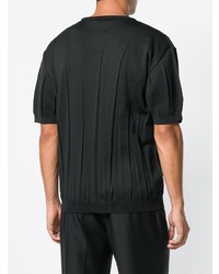 schwarzes T-Shirt mit einem Rundhalsausschnitt von Issey Miyake Men