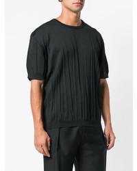 schwarzes T-Shirt mit einem Rundhalsausschnitt von Issey Miyake Men