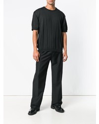 schwarzes T-Shirt mit einem Rundhalsausschnitt von Issey Miyake Men