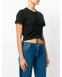 schwarzes T-Shirt mit einem Rundhalsausschnitt von T by Alexander Wang