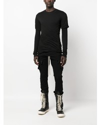 schwarzes T-Shirt mit einem Rundhalsausschnitt von Rick Owens