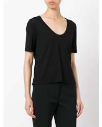 schwarzes T-Shirt mit einem Rundhalsausschnitt von T by Alexander Wang