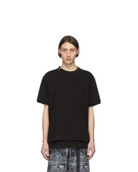 schwarzes T-Shirt mit einem Rundhalsausschnitt von Sacai