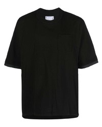 schwarzes T-Shirt mit einem Rundhalsausschnitt von Sacai