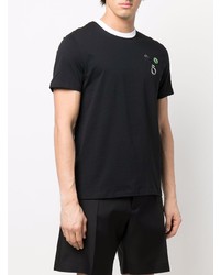 schwarzes T-Shirt mit einem Rundhalsausschnitt von Raf Simons X Fred Perry