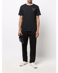 schwarzes T-Shirt mit einem Rundhalsausschnitt von Raf Simons X Fred Perry