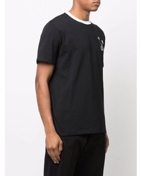 schwarzes T-Shirt mit einem Rundhalsausschnitt von Raf Simons X Fred Perry