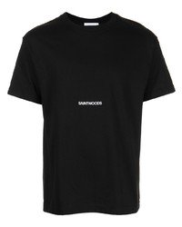 schwarzes T-Shirt mit einem Rundhalsausschnitt von Saintwoods