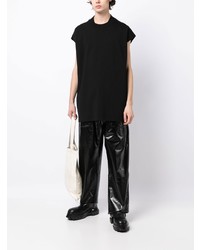 schwarzes T-Shirt mit einem Rundhalsausschnitt von Rick Owens