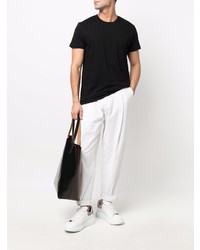 schwarzes T-Shirt mit einem Rundhalsausschnitt von Jil Sander