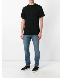 schwarzes T-Shirt mit einem Rundhalsausschnitt von T by Alexander Wang