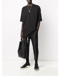 schwarzes T-Shirt mit einem Rundhalsausschnitt von Rick Owens