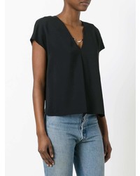 schwarzes T-Shirt mit einem Rundhalsausschnitt von T by Alexander Wang