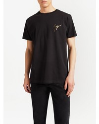 schwarzes T-Shirt mit einem Rundhalsausschnitt von Giuseppe Zanotti