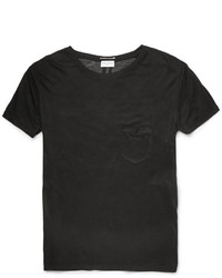 schwarzes T-Shirt mit einem Rundhalsausschnitt von Saint Laurent