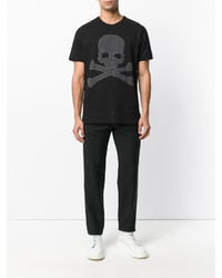 schwarzes T-Shirt mit einem Rundhalsausschnitt von Philipp Plein