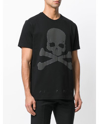 schwarzes T-Shirt mit einem Rundhalsausschnitt von Philipp Plein