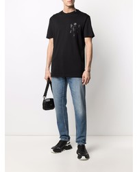 schwarzes T-Shirt mit einem Rundhalsausschnitt von Philipp Plein